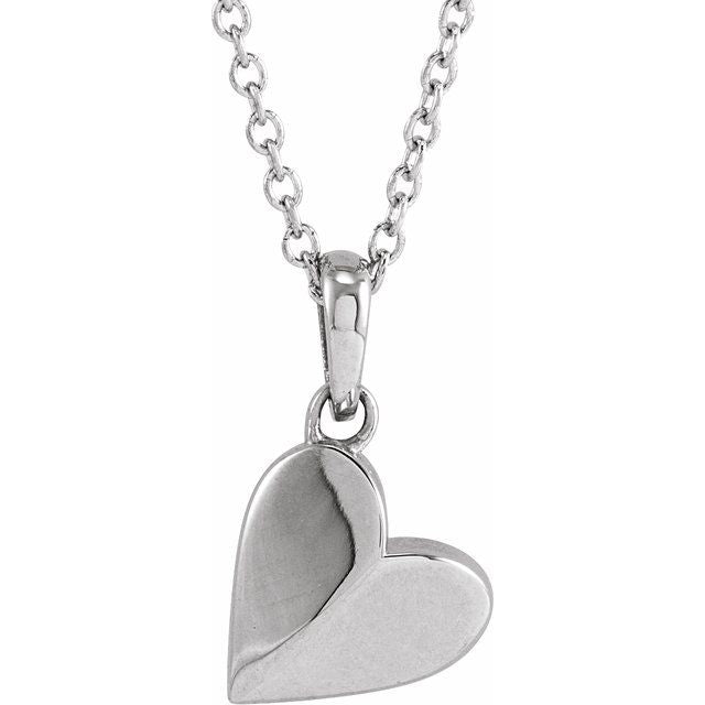 14K White Heart 16-18' Necklace