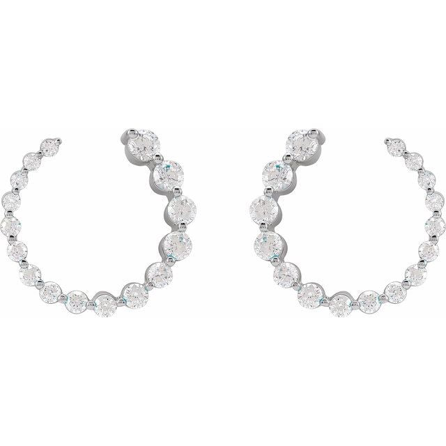 14K White 7/8 CTW Natural Diamond Front-Back Earrings