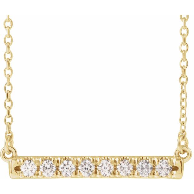14K Yellow 1/4 CTW Natural Diamond French-Set Bar 18' Necklace