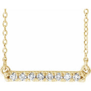 14K Yellow 1/8 CTW Lab-Grown Diamond French-Set Bar 18' Necklace