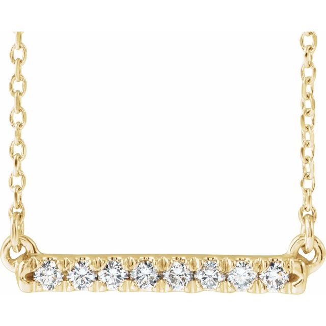 14K Yellow 1/8 CTW Lab-Grown Diamond French-Set Bar 18' Necklace