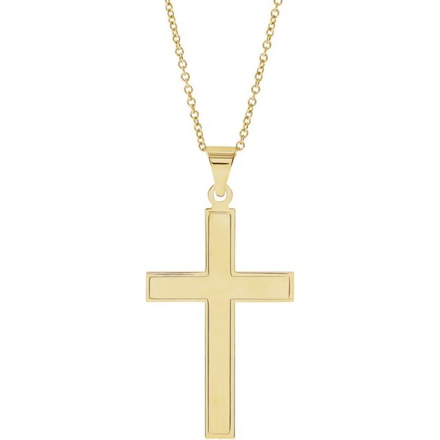 14k Yellow 39x25 Mm Cross 18' Necklace