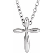 14K White 10x7.72 mm Cross 16-18' Necklace