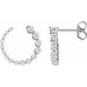 14K White 7/8 CTW Natural Diamond Front-Back Earrings