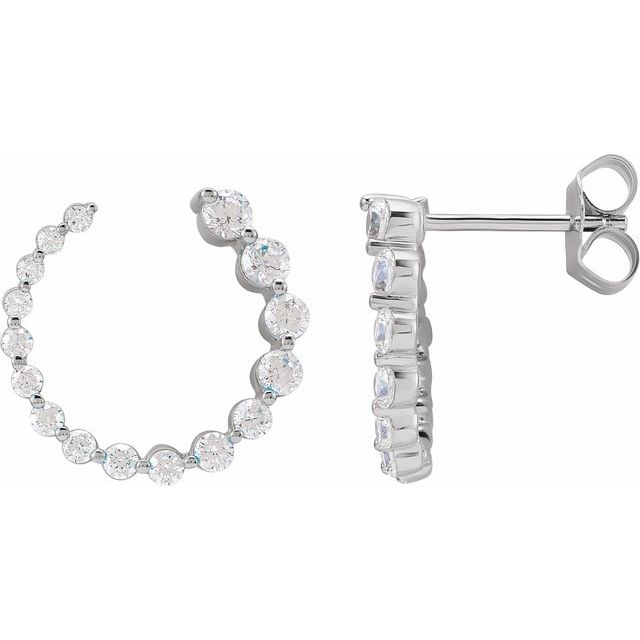 14K White 7/8 CTW Natural Diamond Front-Back Earrings