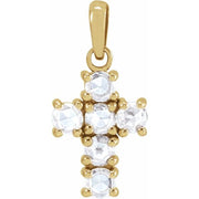 14K Yellow 1/4 CTW Rose-Cut Natural Diamond Cross Pendant