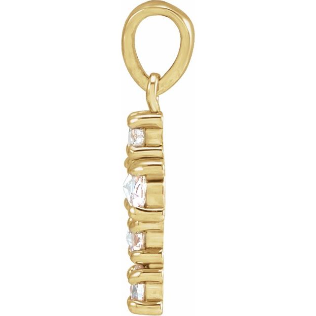 14K Yellow 1/4 CTW Rose-Cut Natural Diamond Cross Pendant