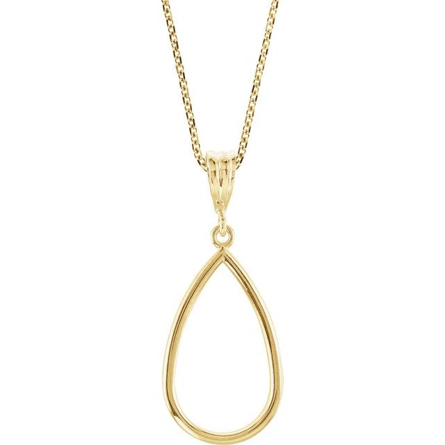 14K Yellow 21x12.75 mm Teardrop 18' Necklace