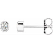 14K White 1/10 CTW Lab-Grown Diamond Bezel-Set Earrings