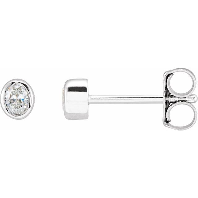 14K White 1/10 CTW Lab-Grown Diamond Bezel-Set Earrings