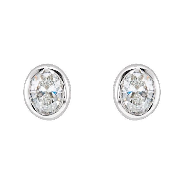 14K White 1/10 CTW Lab-Grown Diamond Bezel-Set Earrings