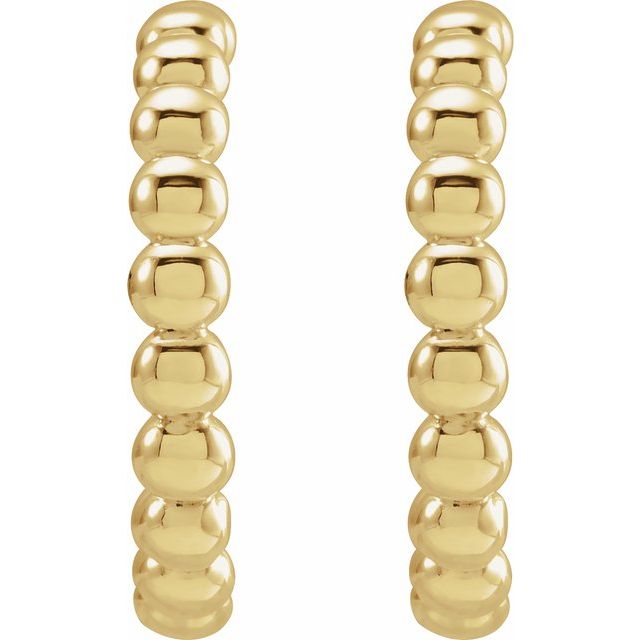 14k Yellow Beaded 17 Mm Hoop Earrings