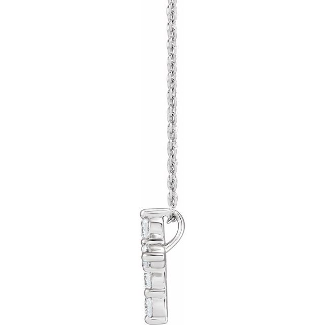 14k White 1/2 Ctw Lab-grown Diamond Cross 18' Necklace