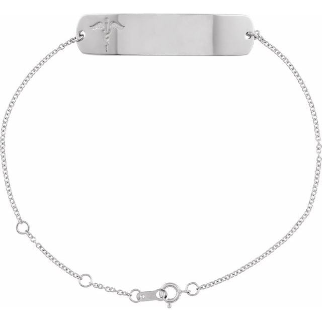 Sterling Silver Engravable Medical Identification 6 1/2-7 1/2' Bracelet