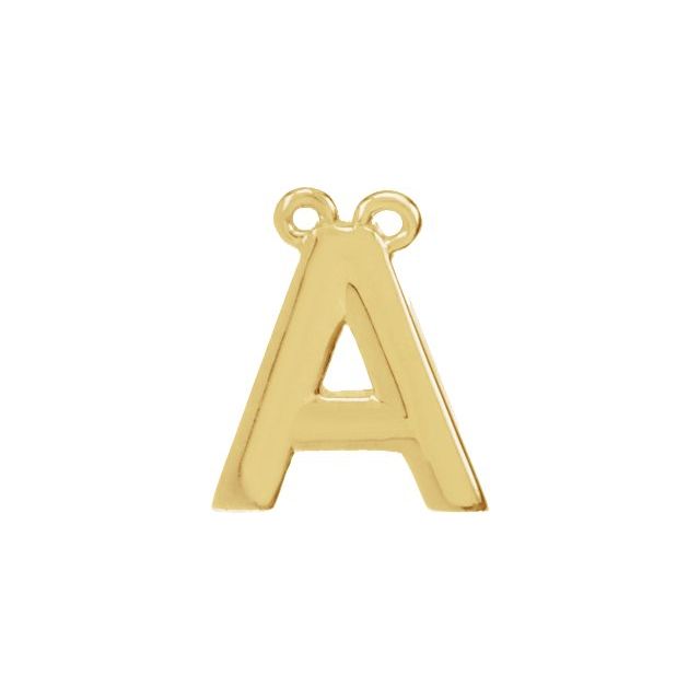 14K Yellow Block Initial A Necklace Center