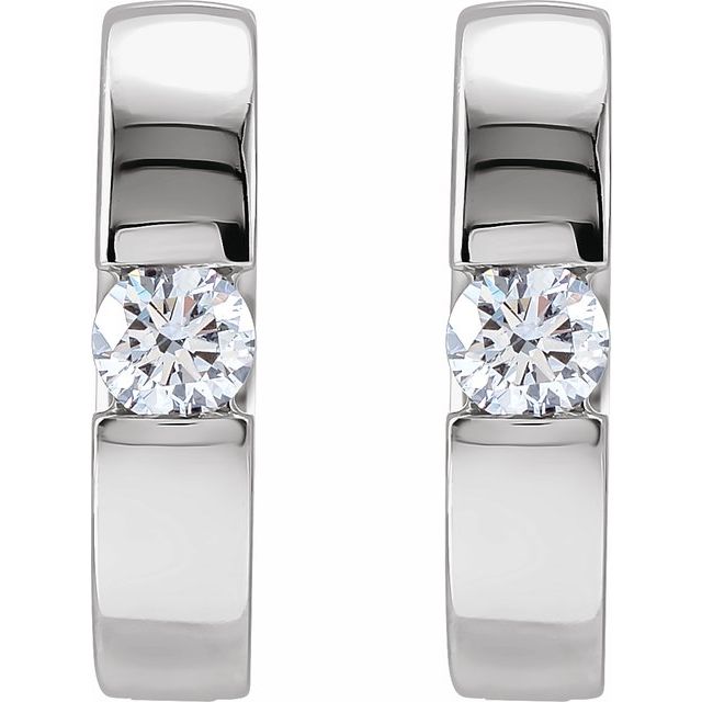 14K White 1/3 CTW Lab-Grown Diamond Hinged Huggie Earrings