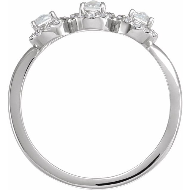 14K White 1/3 CTW Natural Rose-Cut Diamond & Faceted Anniversary Band