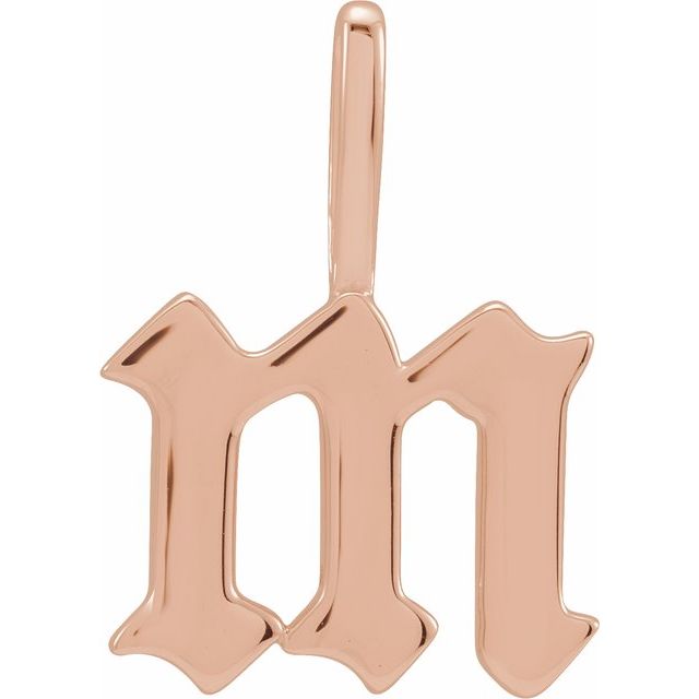 14K Rose Gothic Initial M Charm/Pendant