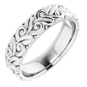 14K White 5 mm Floral Band Size 7