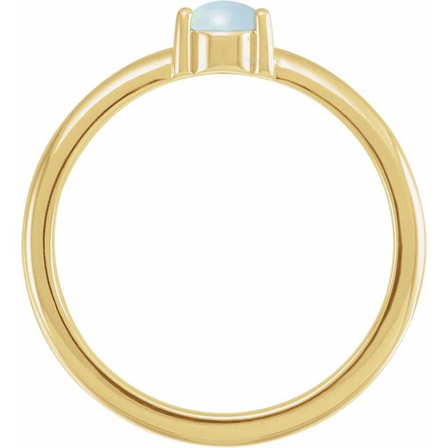14K Yellow Natural White Opal Cabochon Ring