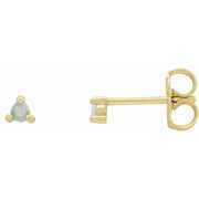 14K Yellow 2 mm Round Natural White Opal Earrings