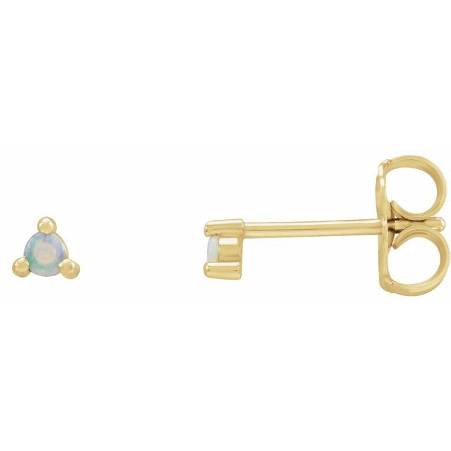 14K Yellow 2 mm Round Natural White Opal Earrings