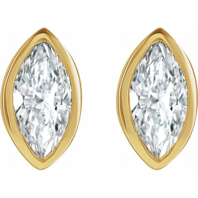 14k Yellow 1/10 Ctw Natural Diamond Solitaire Bezel-set Earrings