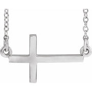Sterling Silver 17x9 mm Sideways Cross 16-18' Necklace