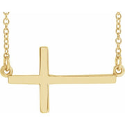 14k Yellow 22x11.5 Mm Sideways Cross 16-18' Necklace