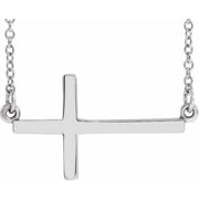 14k White 22x11.5 Mm Sideways Cross 16-18' Necklace