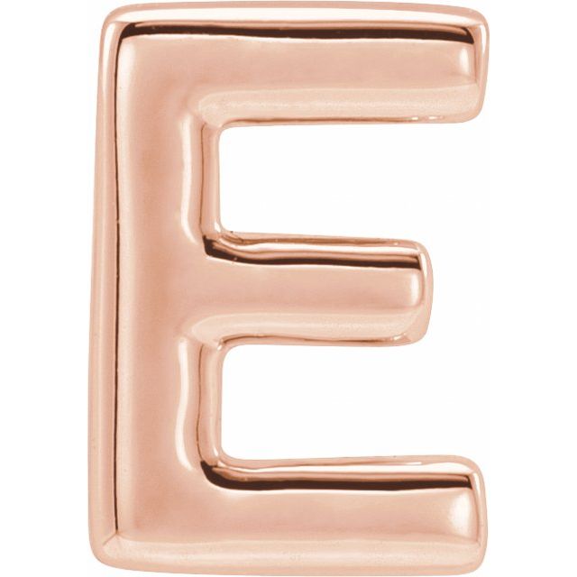 14K Rose Block Initial E Slide Pendant