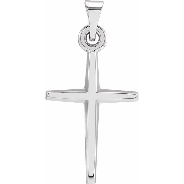 14k White 23.38x11.75 Mm Cross Pendant