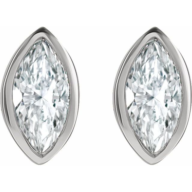 14K White 1/10 CTW Natural Diamond Solitaire Bezel-Set Earrings
