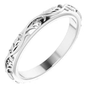 14K White 2.8 mm Floral Band Size 6.5