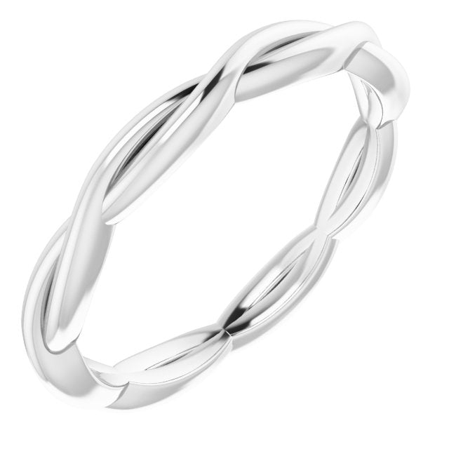 14K White 2.2 mm Woven-Design Band Size 8.5