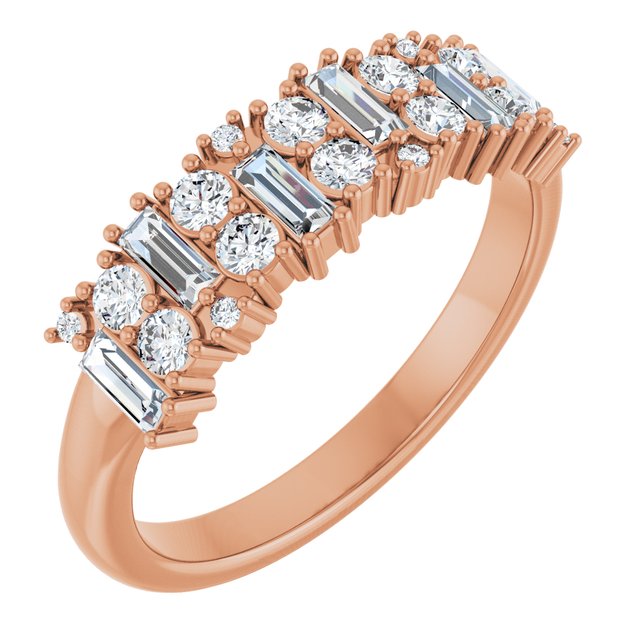 14K Rose 5/8 CTW Natural Diamond Anniversary Band