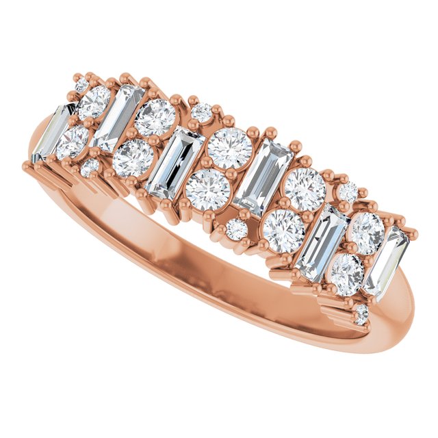 14K Rose 5/8 CTW Natural Diamond Anniversary Band