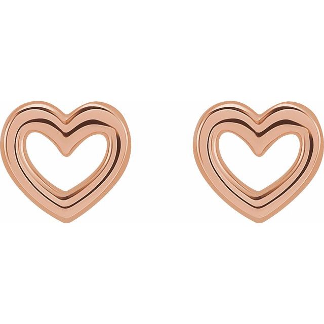 14K Rose Heart Earrings