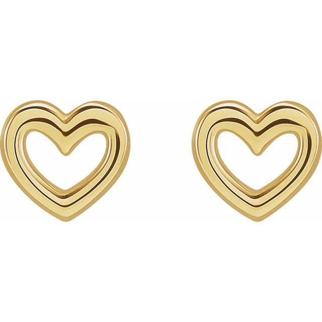 14K Yellow Heart Earrings