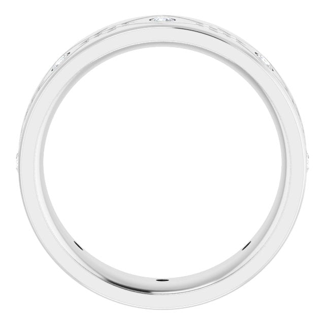 14k White 1/4 Ctw Natural Diamond Accented Patterned Band