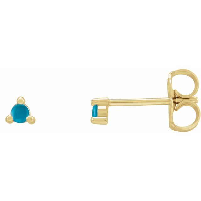 14K Yellow 6 mm Round Natural Turquoise Earrings