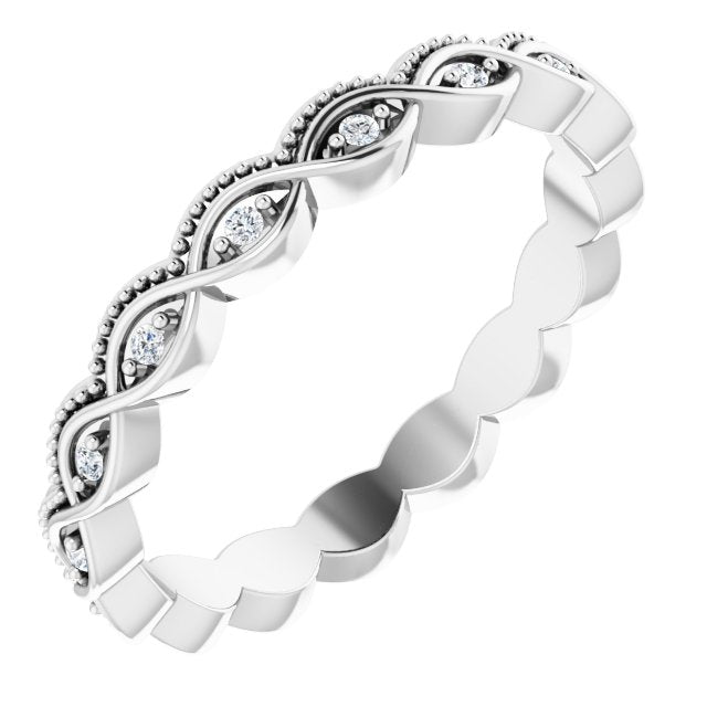 14K White .06 CTW Natural Diamond Eternity Band Size 7