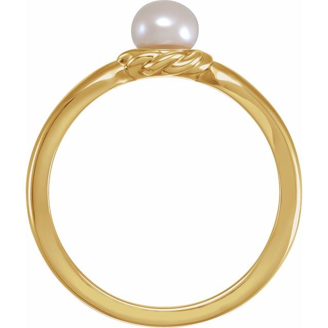 14K Yellow 5-5.5 mm Cultured White Freshwater Pearl Ring