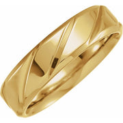 14K Yellow 6 mm Diagonal Design Band Size 10