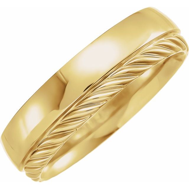 14K Yellow Single Sided Rope Edge Band