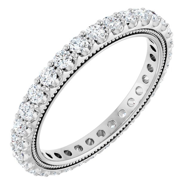 14K White 9/10 CTW Natural Diamond Eternity Band Size 7