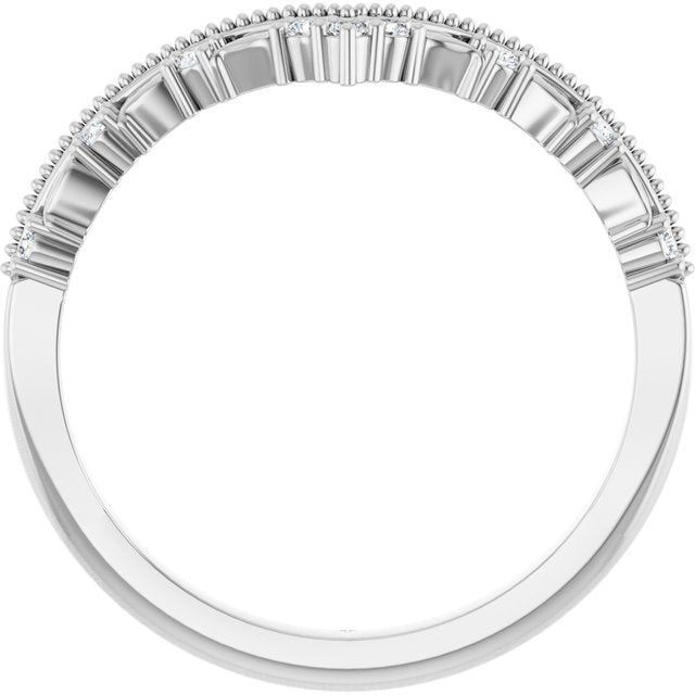 14k White .08 Ctw Natural Diamond Contour Band