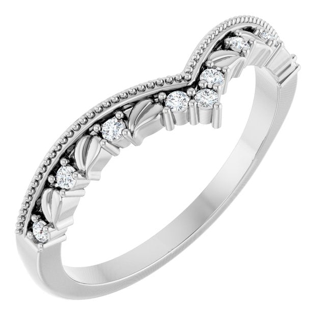 14k White .08 Ctw Natural Diamond Contour Band