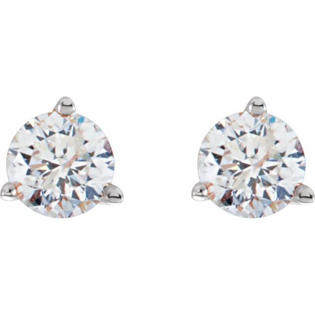 14k White 1 Ctw Natural Diamond Stud Earrings