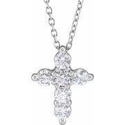 14k White 1/2 Ctw Lab-grown Diamond Cross 18' Necklace